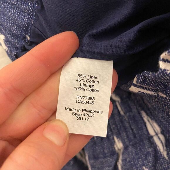 J.Crew High Waisted Navy Blue and White Geometric Mini Skirt - Picture 6 of 10